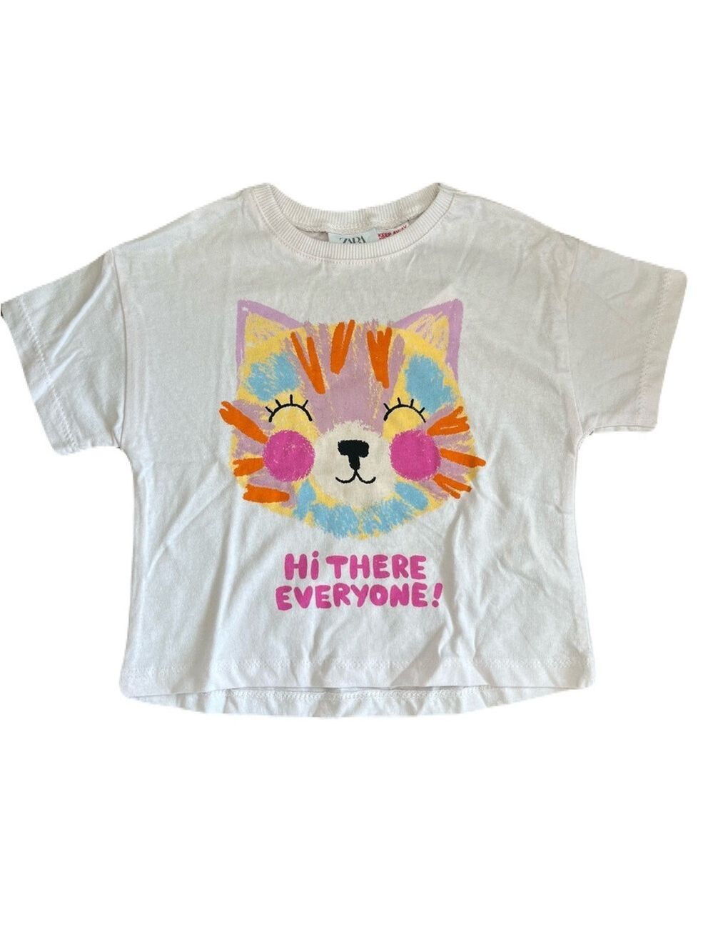 ZARA‎ Pale Pink Kids Cat Graphic T-Shirt